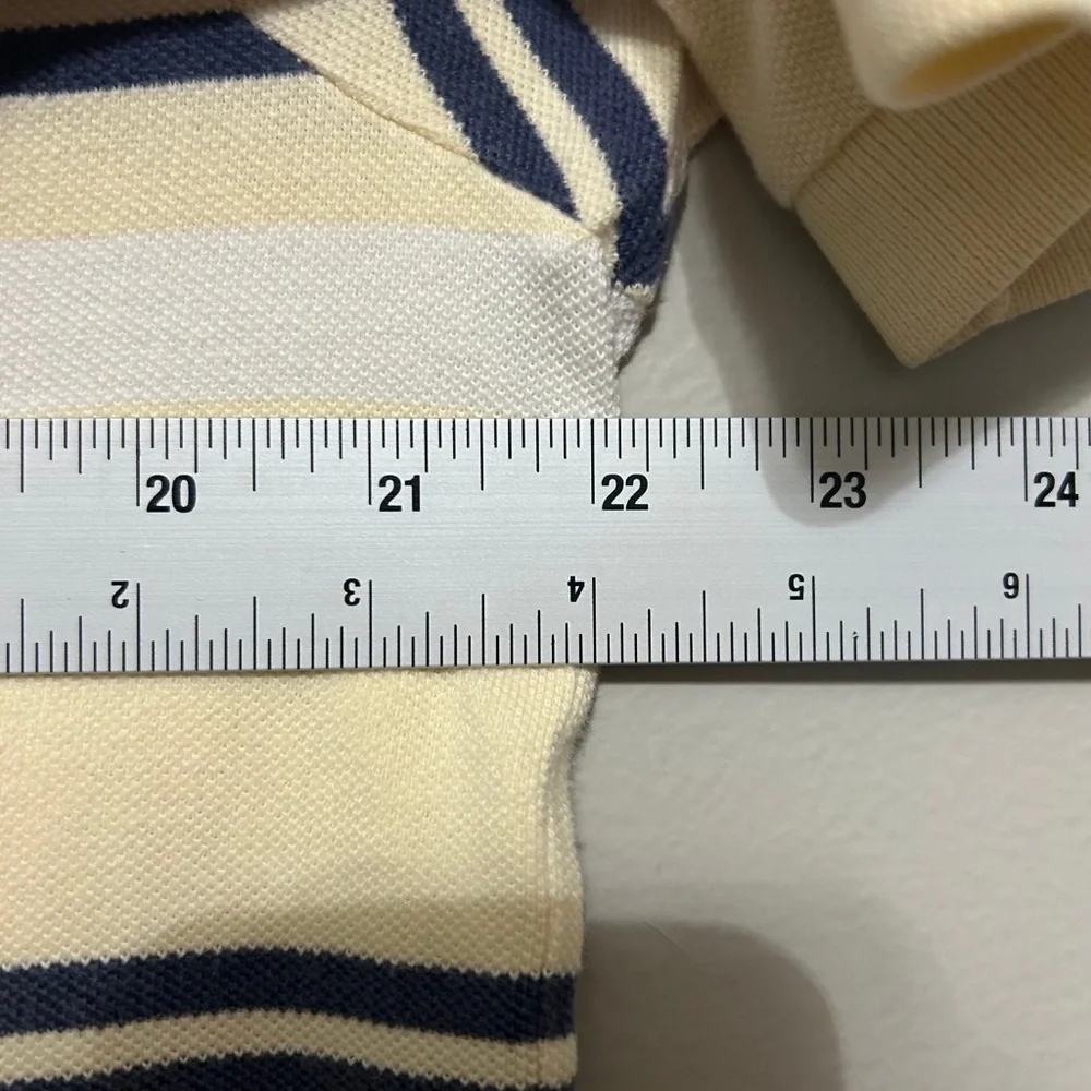 Polo Ralph Lauren Mens Polo Shirt L Striped Yellow Navy White Casual Preppy Golf